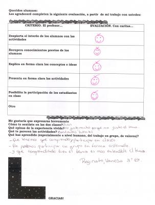 Evaluaciones de los alumnos de 3º año- Polimodal al desempeño del docente practicante